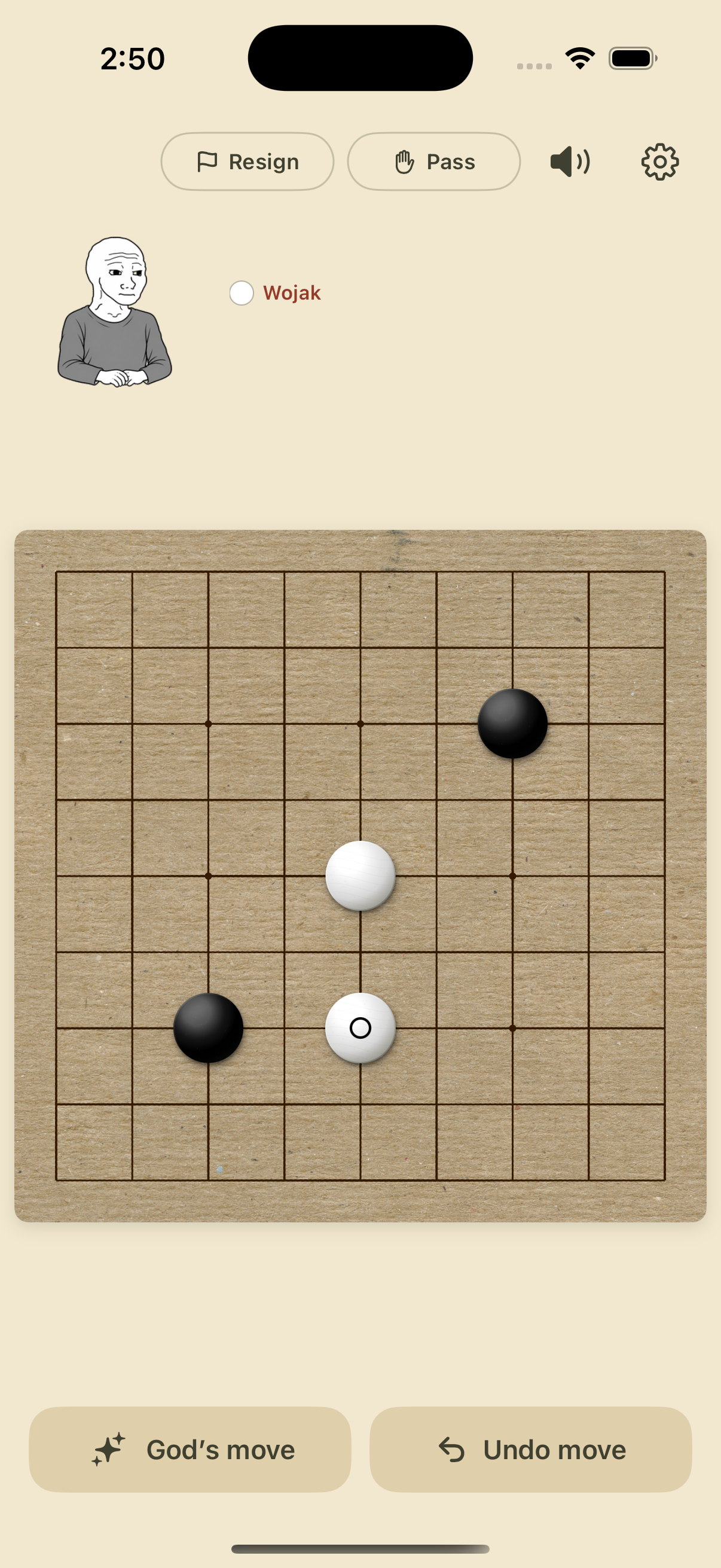 Go Figure gameplay with a nine-by-nine board and an on-device opponent.